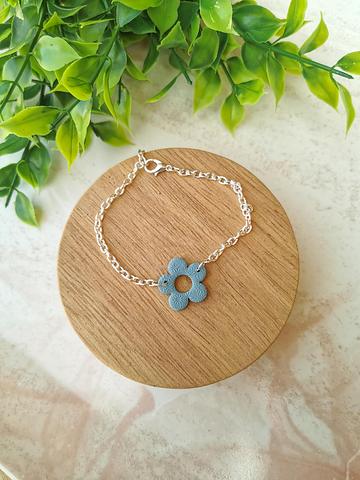 Dusty Blue Charm Bracelet - Flower